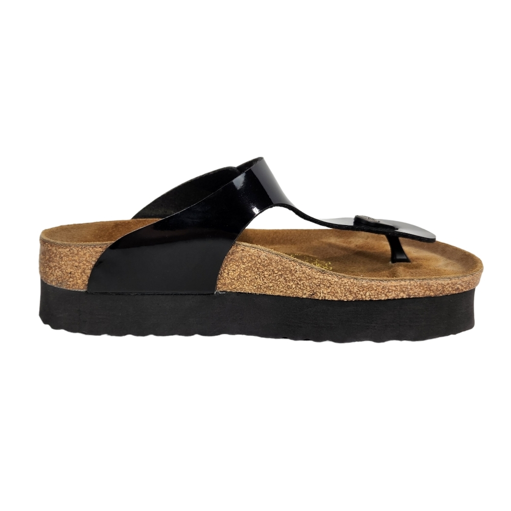Birkenstock Papillo Gizeh Platform Vegan Black Patent Sandals Size Women's 7 - Picture 4 of 10